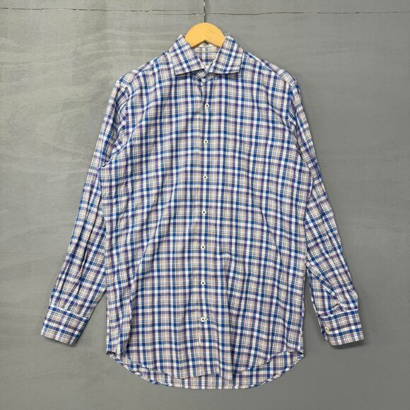 Peter‎ Millar Easter Gingham Check Button Up Collared Dress Shirt Medium - Picture 1 of 4